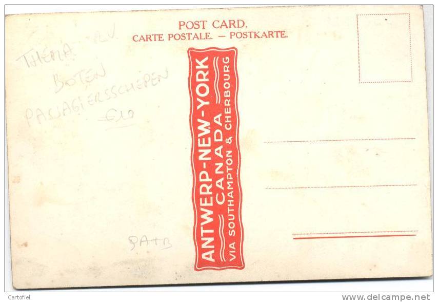 RED STAR LINE-TRIPLE-SCREW-WESTERNLAND 16500 TONS-LOOK AT 2 SCANS-ANTWERP-NEW-YORK-CANADA - Paquebots