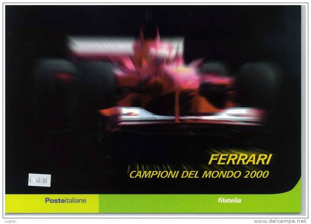Prodotti Filatelici: Folder Poste Italiane: Ferrari Campione Del Mondo 2000 - Sport - Automobilismo - ANNO 2001 - Presentation Packs