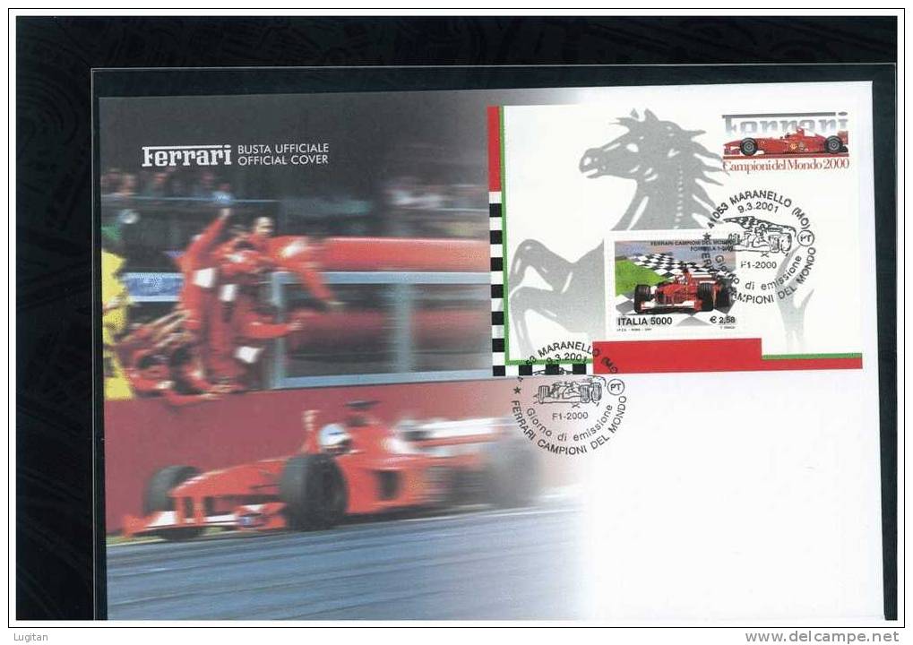 Prodotti Filatelici: Folder Poste Italiane: Ferrari Campione Del Mondo 2000 - Sport - Automobilismo - ANNO 2001 - Paquetes De Presentación