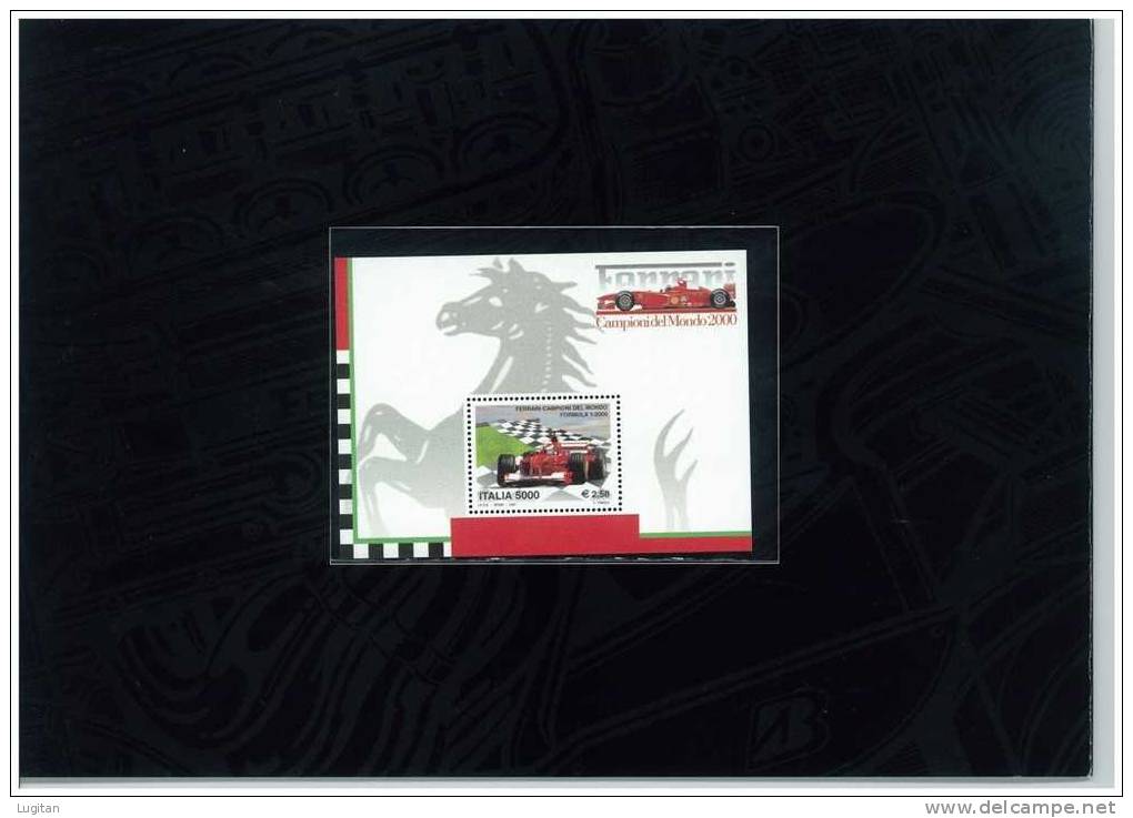 Prodotti Filatelici: Folder Poste Italiane: Ferrari Campione Del Mondo 2000 - Sport - Automobilismo - ANNO 2001 - Folder