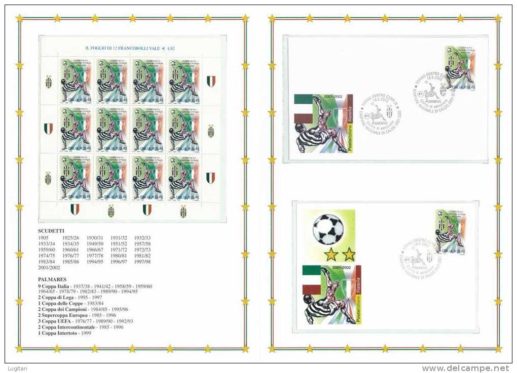 Prodotti Filatelici: Folder Poste Italiane: Sport - Calcio - Juventus Campione D'Italia 2001 - 2002 - Soccer - Pochettes