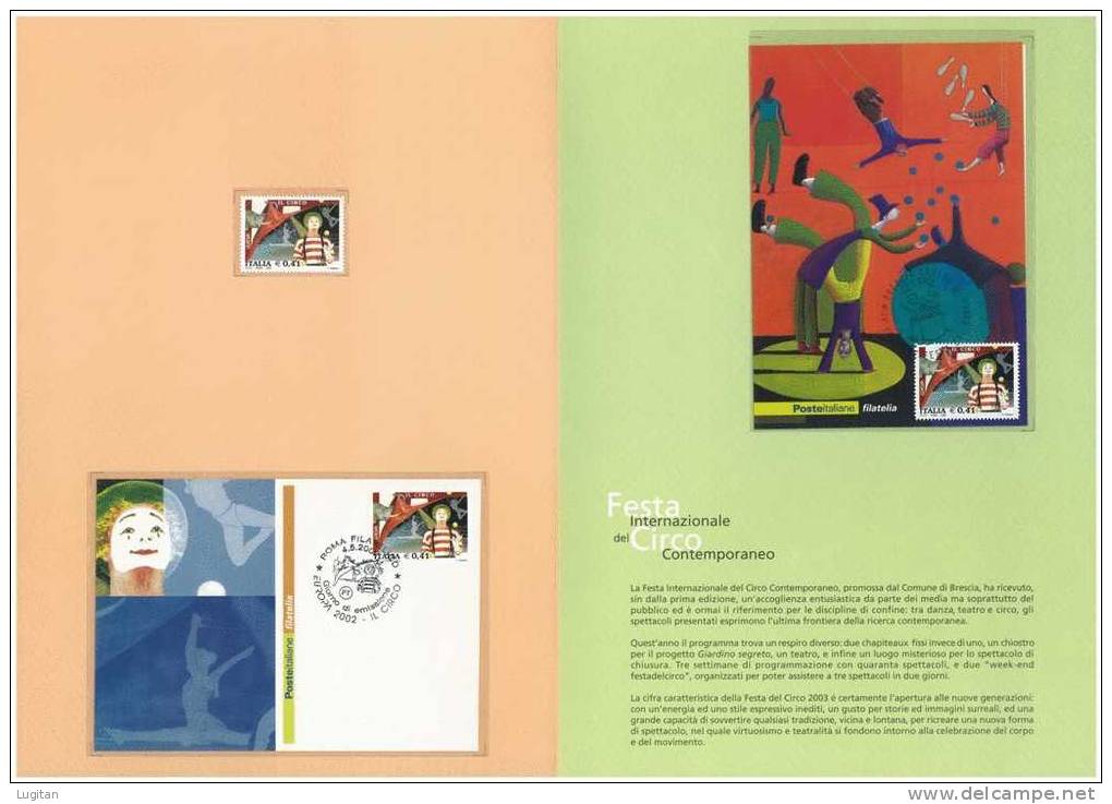 Prodotti Filatelici: Folder Poste Italiane: Festa Internazionale Del Circo Contemporaneo - Presentatiepakket