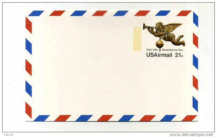 - ETATS-UNIS . AIRMAIL . VISIT USA BICENTENNIAL ERA . CARTE SOUVENIR . - Souvenirs & Special Cards