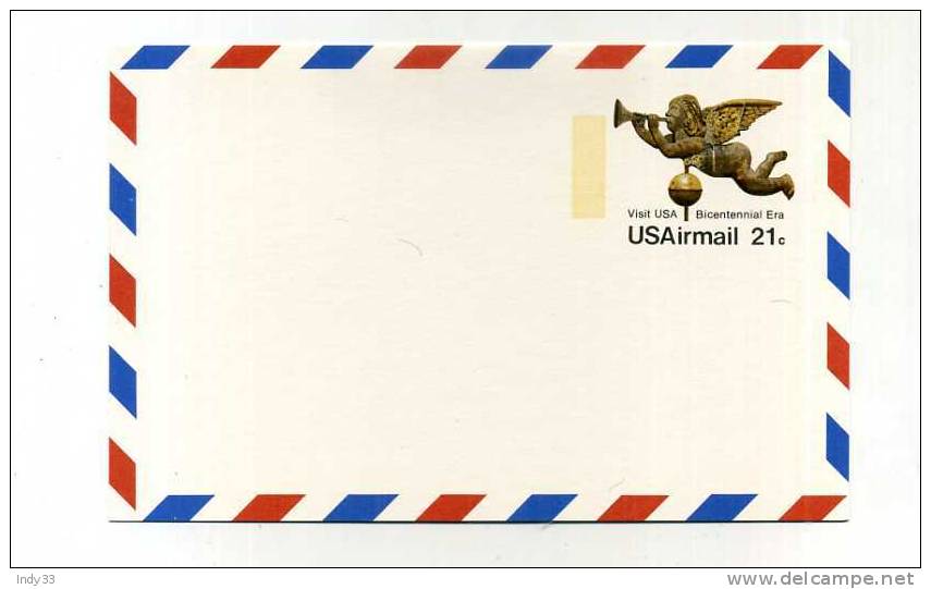 - ETATS-UNIS . AIRMAIL . VISIT USA BICENTENNIAL ERA . CARTE SOUVENIR . - Cartes Souvenir