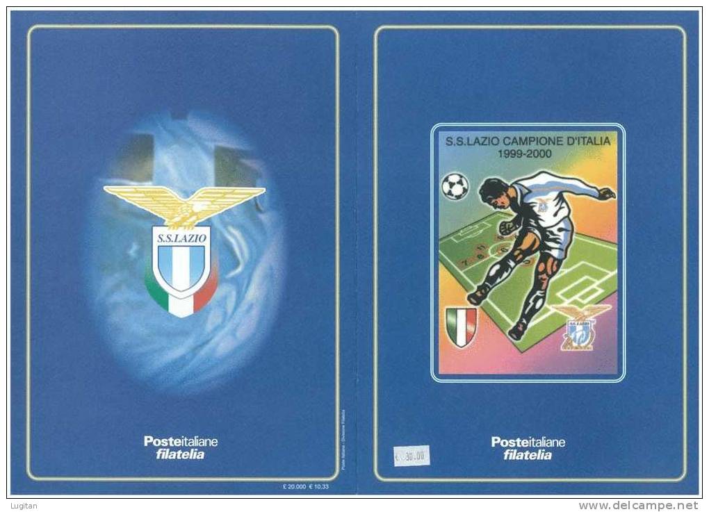 Prodotti Filatelici: Folder Poste Italiane: Sport - Calcio - S.S. Lazio Campione D'Italia 1999-2000 - Presentation Packs