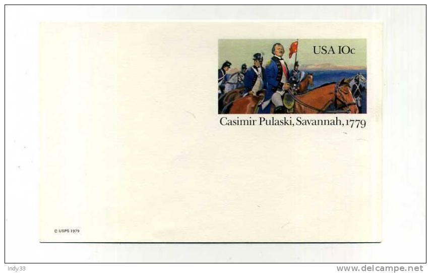 - ETATS-UNIS . CASIMIR PULASKI . SAVANNAH 1779 . CARTE SOUVENIR . - Cartes Souvenir