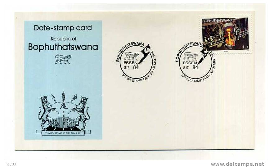 - BOPUTHATSWANA . 5th INT. STAMP FAIR  26/31/1984 . ENVELOPPE AVEC CACHET COMMEMORATIF . - Bophuthatswana