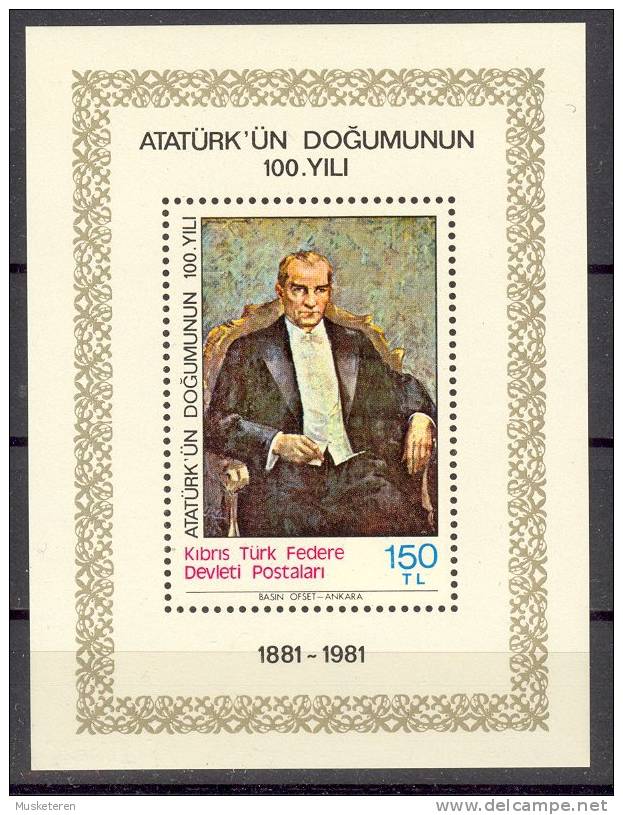 Turkish Cyprus 1981 Mi. Block 2 Miniature Sheet Kemal Atatürk MNH** - Unused Stamps