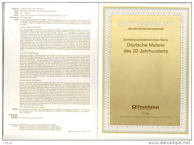 - ALLEMAGNE .RFA . FDC . DEUTSCHE MALEREI DES 20. JAHRUNDERTS . CACHET 1er JOUR 10/8/94 BONN - Autres & Non Classés