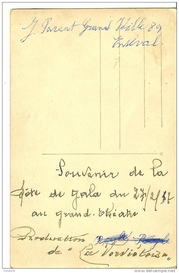 Cp Gymnaste J PARENT Grand Ville 89 Ensival Souvenir Fête Gala 27 2 1937 Au Grand Théatre Pro La Verviétois / Salle Gym - Gymnastics