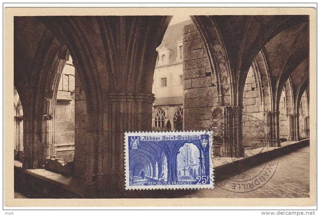 Carte-Maximum FRANCE N°842 (Abbaye De St Wandrille) Obl Sp Ill 22.7.49 édition HL10 - 1940-1949