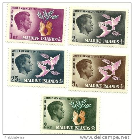 1965 - Maldive 159/63 J.F. Kennedy, - Kennedy (John F.)