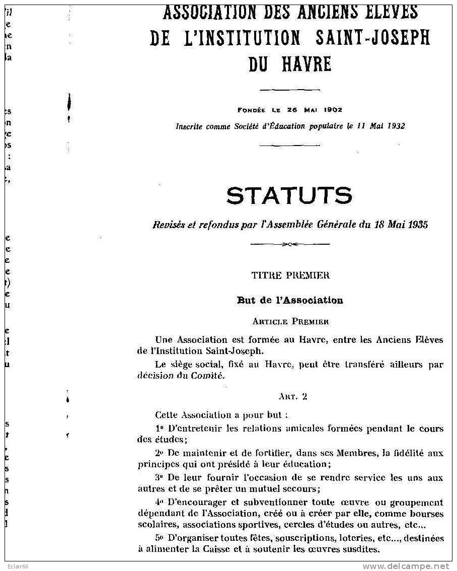 ASSOCIATION DES ANCIENS ELEVES  DE SAINT JOSEPH  DU HAVRE BULTIN   N° 4  ANNEE  1936 - Diplômes & Bulletins Scolaires