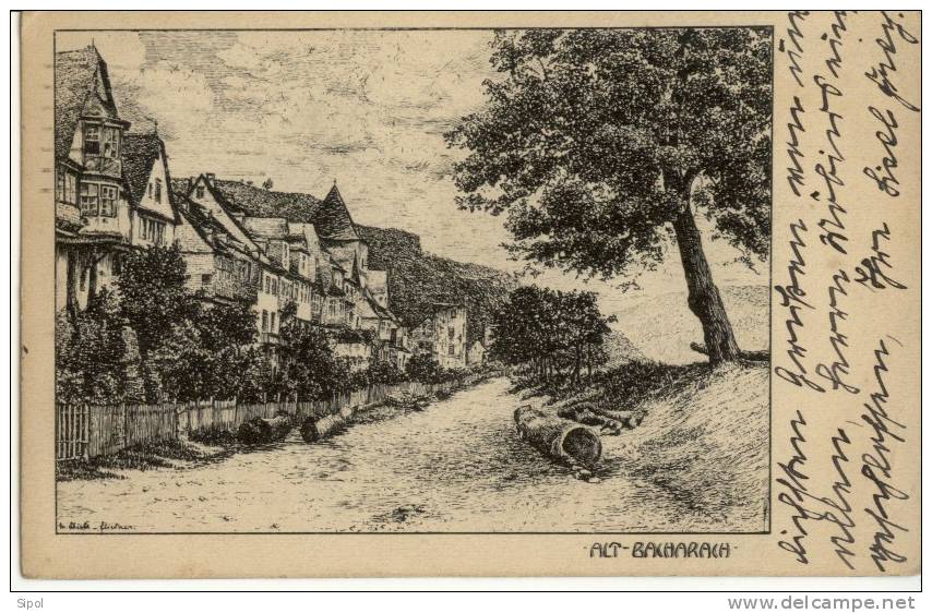 Alt Bacharach Am Rhein Nach Federzeichnung Von M.Schiele -Pliedner Reproduction De Dessin De - Bacharach