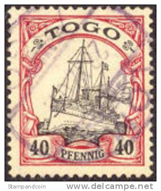 German Togo #13 XF Used 40pf From 1900, German Expertized - Togo