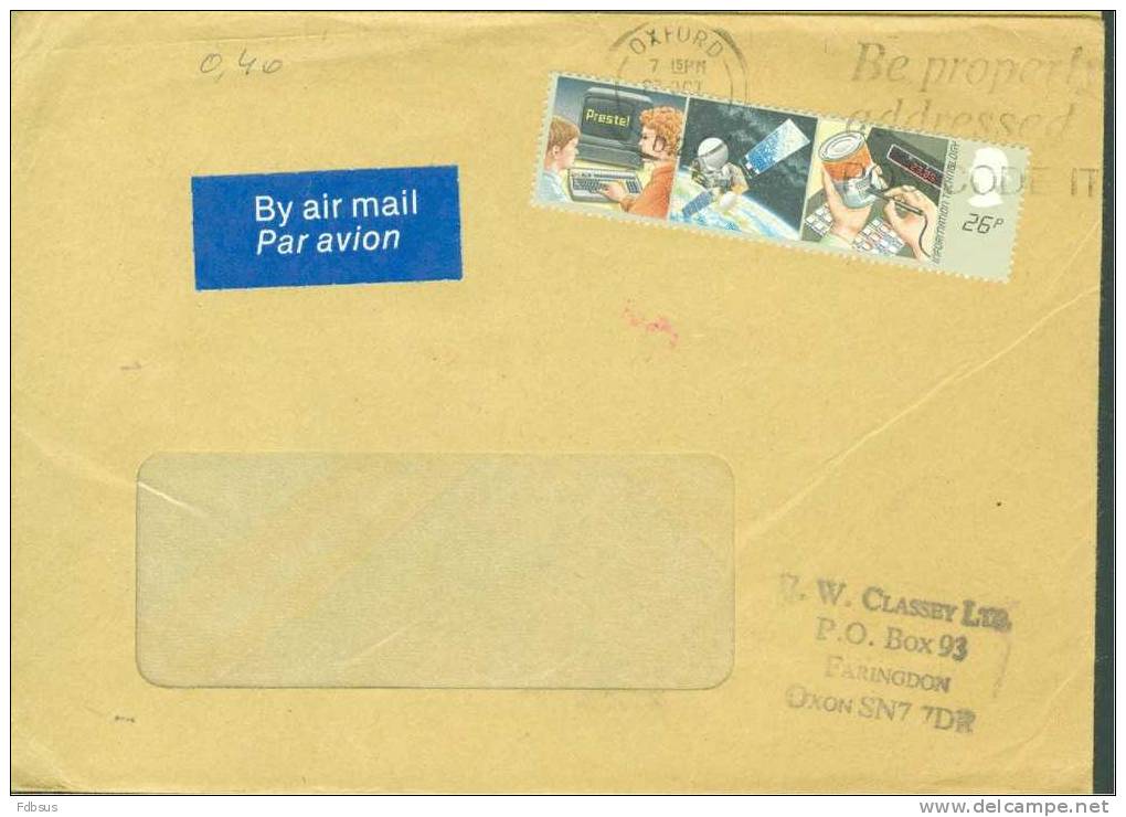 1982 VENSTER ENVELOPPE VAN OXFORD - STAMP ZEGEL COMPUTER - RUIMTEVAART - SCANNING VAN BLIK - Ohne Zuordnung