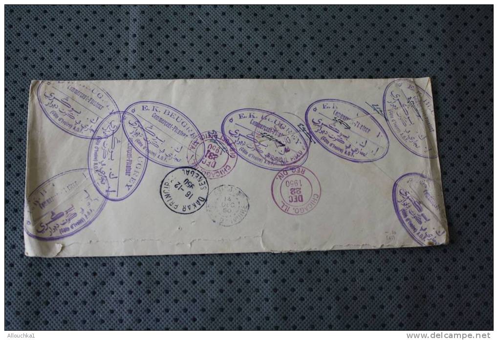 1950 A.O.F.AFRIQUE OCCIDENTALE FRANCAISE AGBOVILLE COTE D´ IVOIRE LETTRE Recom OMEC CACHET MANUEL P/ CHICAGO USA P/AVION - Covers & Documents