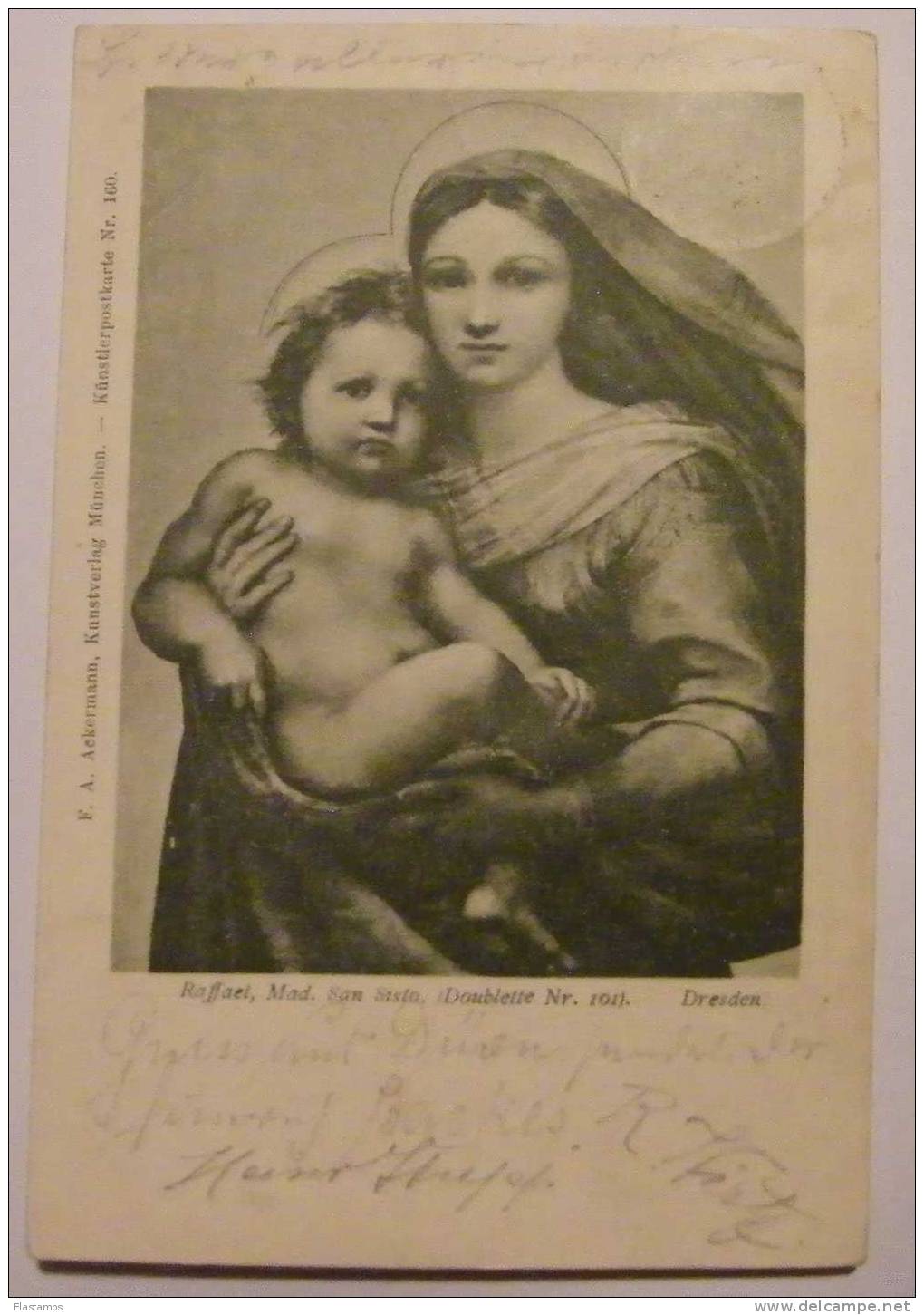 == Dresden Galerie, Raffael.. Madona, Kind 1898  Künstler AK  Ackermann München Nr. 160 - Virgen Maria Y Las Madonnas