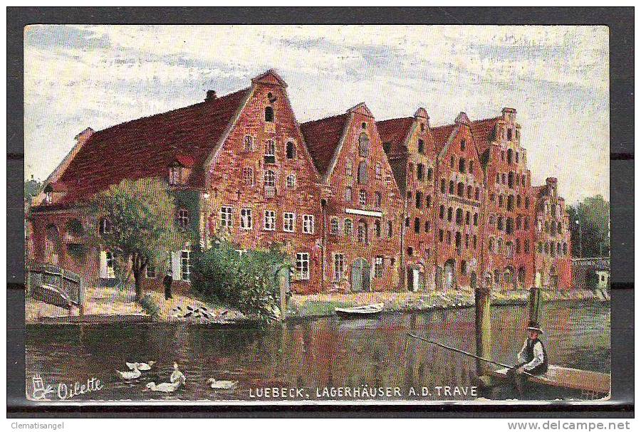 TOP!! LÜBECK KÜNSTLERKARTE * LAGERHÄUSER AN DER TRAVE *!! - Luebeck