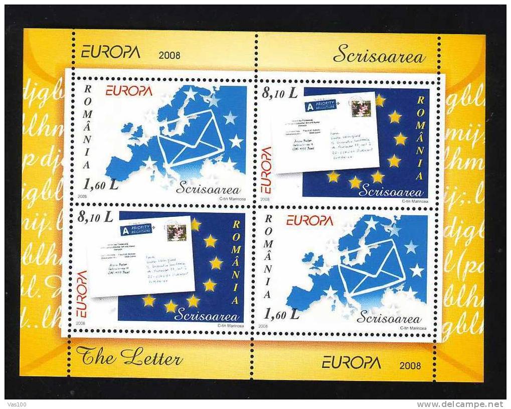 Romania New 2008 EUROPA CEPT Mint **MNH, Minisheet Model I. - Ganze Bögen