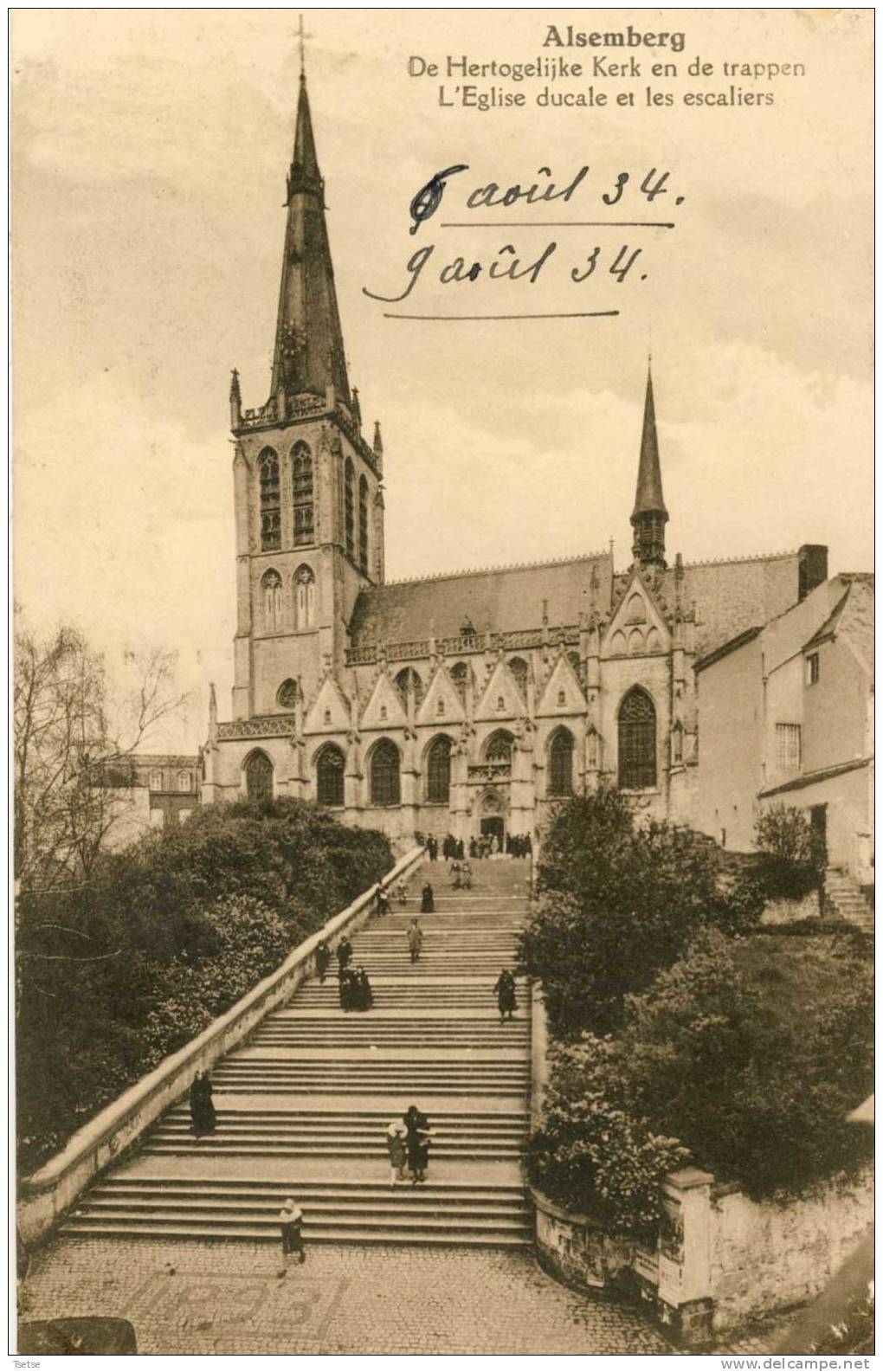 Alsemberg - De Hertogelijke Kerk En De Trappen -1934 - Beersel