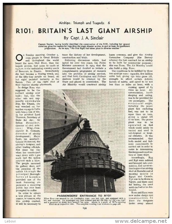 (dirigeable) «R101 : Britain’s Last Giant Airship » Article Complet  De 6 Pages Dont 12 Photos --> - Sonstige & Ohne Zuordnung