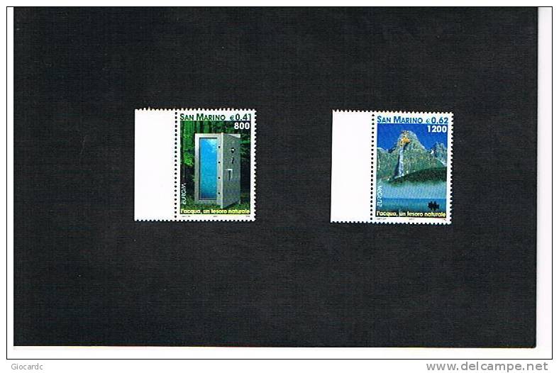 SAN MARINO - UNIF1799.1800 - 2001   EUROPA: L'ACQUA, RICCHEZZA NATURALE  - NUOVI ** - Unused Stamps