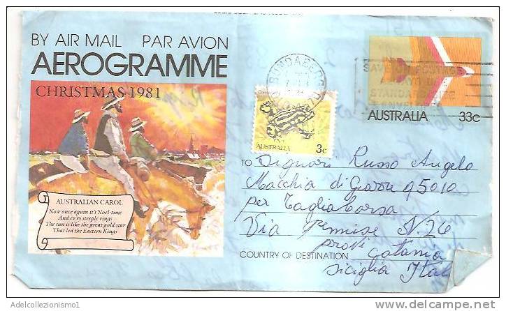 40677)aerogramma Aerea Natale 1981 Australiana - Bolli E Annullamenti