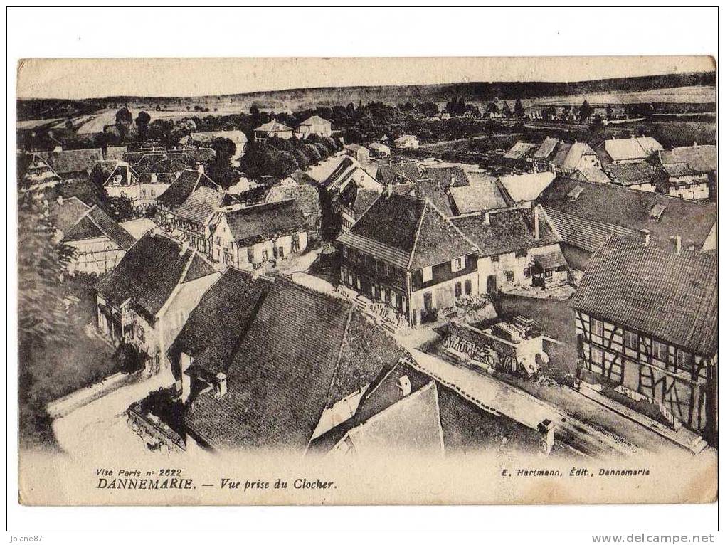 CPA  68      DANNEMARIE       VUE PRISE DU CLOCHER          EDIT. HARTMANN - Dannemarie