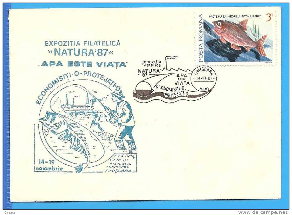 ROMANIA 1987 Cover. Not Pollute Earth . Water Is Life. Fish - Pollution