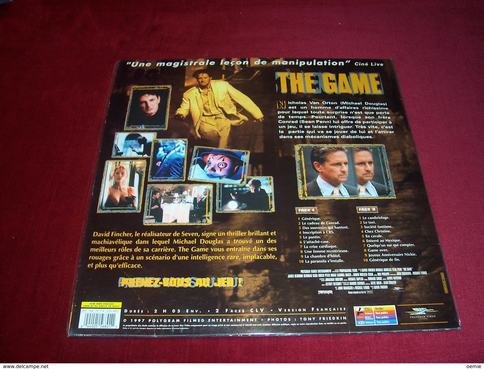 LASERDISC  CDV   °°°  THE GAME  AVEC SAM PENN  ET MICHAEL DOUGLAS - Otros