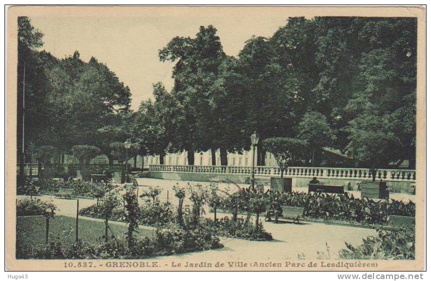 GRENOBLE  - (RECTO/VERSO) - LE JARDIN DE VILLE EN 1930 - Grenoble