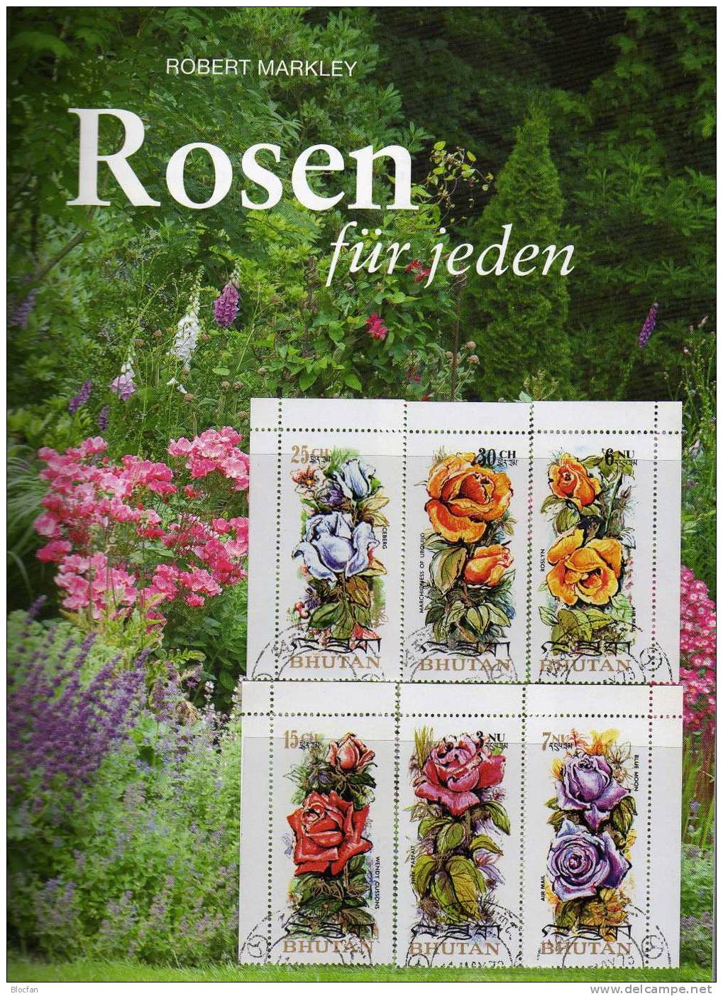 Rosen-Züchtungen 1973 Bhutan 545/50+4-Block O 42€ Duftende Blumen Im Bildband Book And Rose M/s Flower Sheet Bf Asia - Rosas