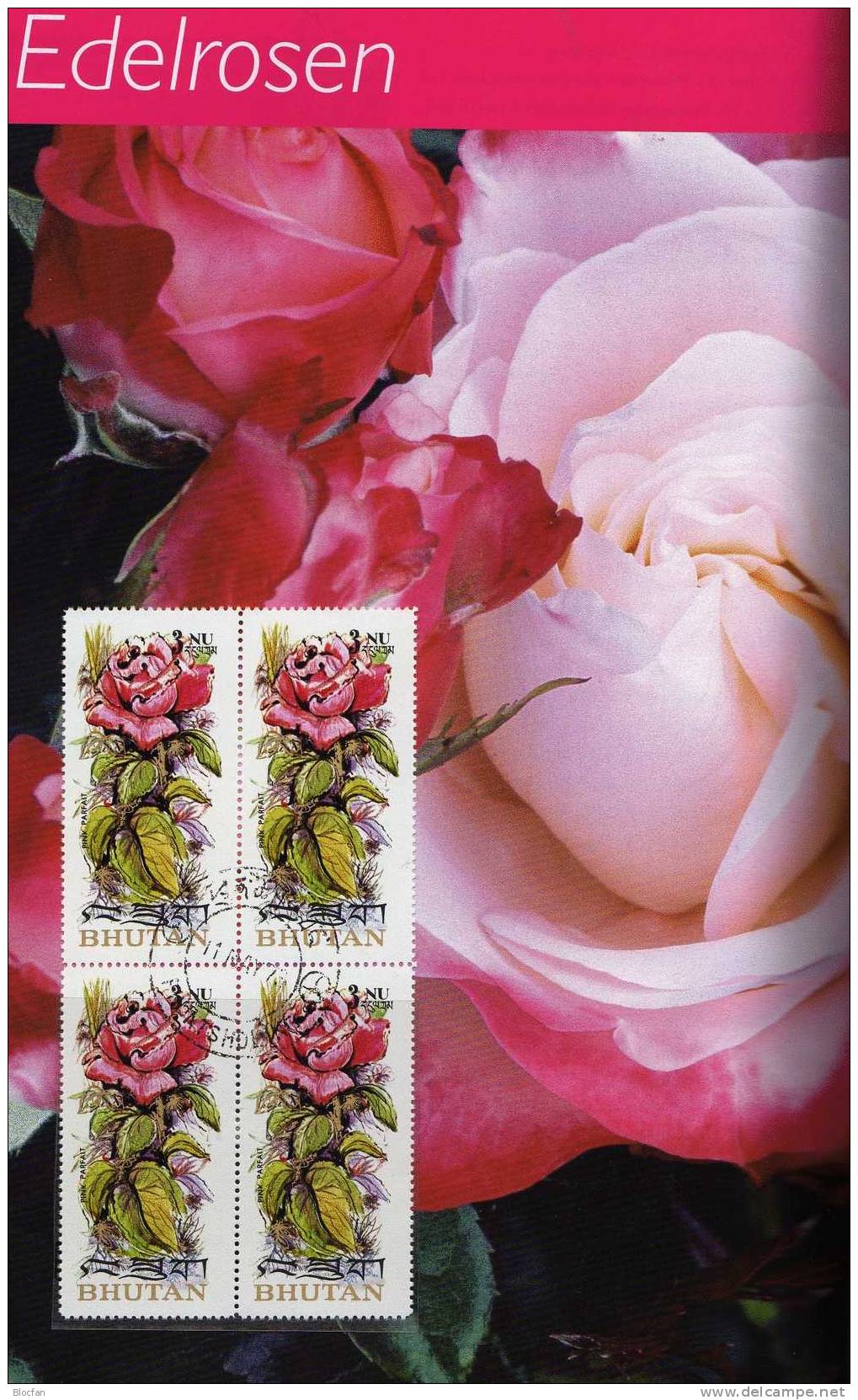 Rosen-Züchtungen 1973 Bhutan 545/50+4-Block o 42€ duftende Blumen im Bildband book and rose m/s flower sheet bf Asia