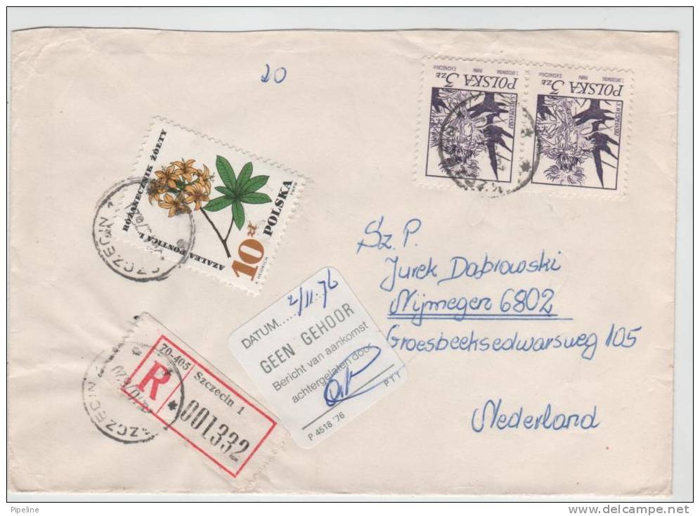 Poland Registered Cover Sent To Netherlands Szczecin 28-10-1976 - Brieven En Documenten