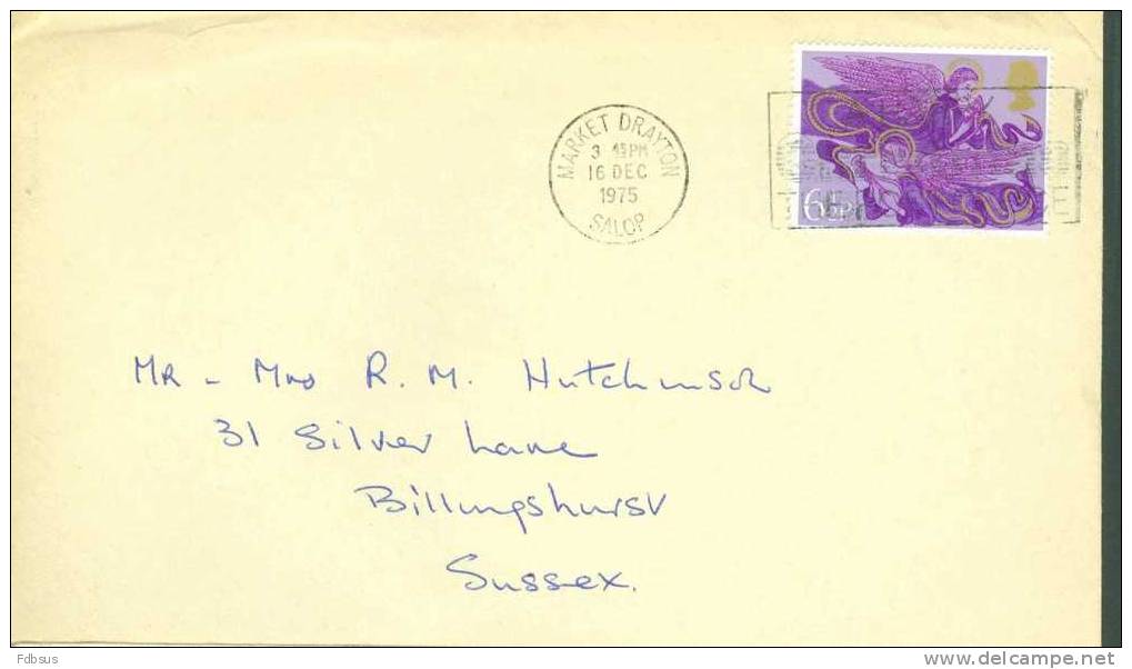 1975 ENVELOPPE MARKET DRAYTON TO BILLINGSHURST - ZEGEL STAMP  ENGEL ANGEL - Unclassified