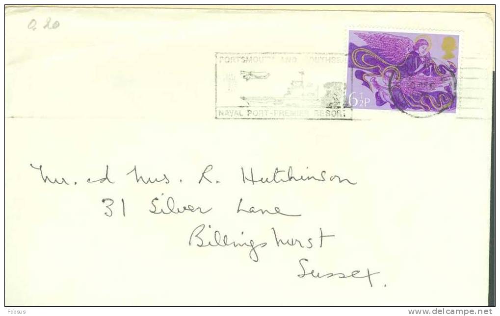 1975 ENVELOPPE MARKET DRAYTON TO BILLINGSHURST - ZEGEL STAMP  ENGEL ANGEL  -  CANCELL WITH HELICOPTER - WARSHIP - Sin Clasificación