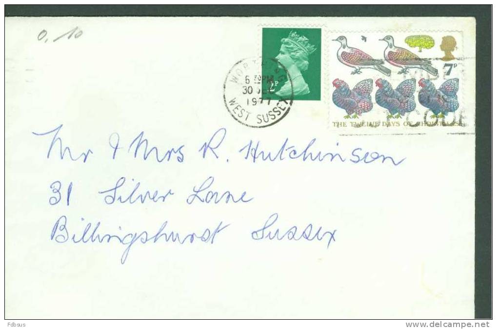 1977 ENVELOPPE  TO BILLINGSHURST - ZEGEL STAMP  PIGEON CHICKEN - DUIF KIP - Non Classés