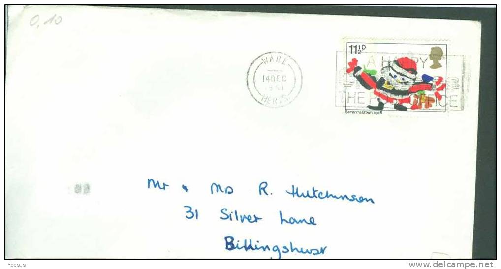 1981 ENVELOPPE  WARE TO BILLINGSHURST - ZEGEL STAMP SNOWMAN BY CHILDREN PAINTING - Unclassified