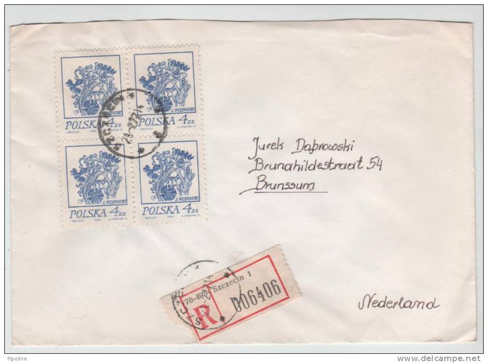 Poland Registered Cover Sent To Netherlands Szczecin 21-2-1977 - Covers & Documents