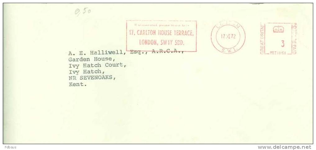 1972 ENVELOPPE LONDON TO IVY HATCH - RED MACHINE CANCELL. - Unclassified