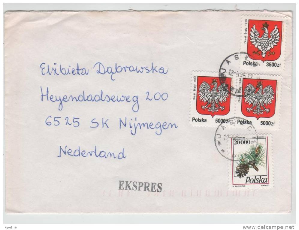 Poland Express Cover Sent To Netherlands Jaslo 12-4-1995 - Briefe U. Dokumente