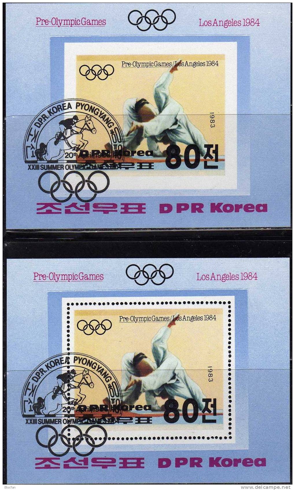 Olympia 1984 Los Angeles Korea 2355/9, Block 142 A+B O 18€ Judo Ringen Schießen Bloque Box Sport Bloc M/s Sheet Bf Corea - Judo