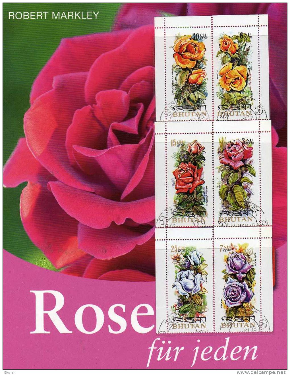 Rosen-Züchtungen Bhutan 545/50 O 42€ Duftende Blumen Im Bildband - Collections (en Albums)