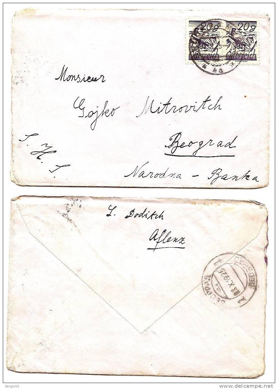 Letter - Traveled 1925th , From Afrenz To Beograd - Briefe U. Dokumente