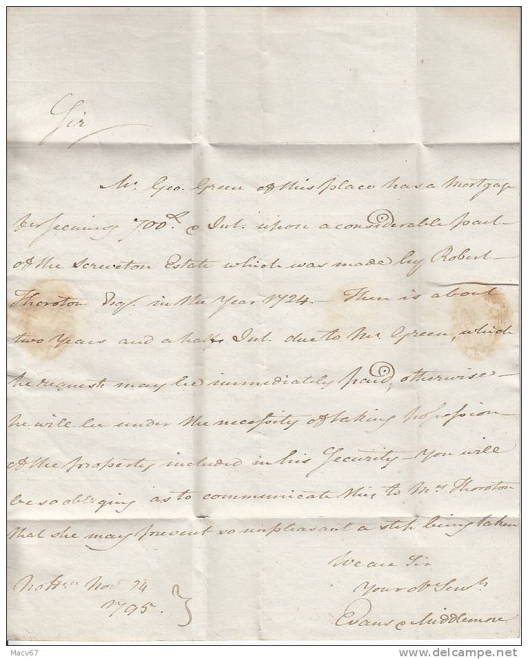 U.S. STAMPLESS FOLDED LETTER NEWARK, N.J. 1795 FORCLOSER NOTICE And REPLY - …-1845 Prephilately