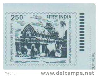 India 250 Inland Letter Postal Stationery Rock Cut, Temple, Archeology Elephant, Chit Funds, Colours - Buste