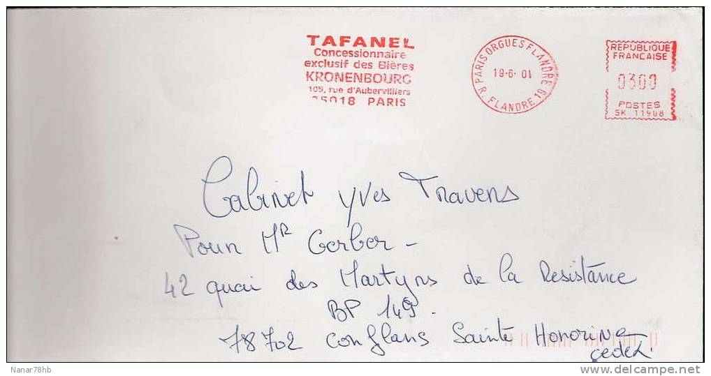 Ema Rouge Paris (75) Tafanel Concessionnaire Exclusif Des Bières Kronenbourg (alcool, Bière, Boisson) - Bières