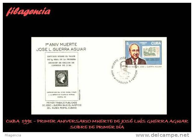 AMERICA. CUBA SPD-FDC. 1991 PRIMER ANIVERSARIO MUERTE DE JOSÉ LUIS GUERRA AGUIAR - FDC