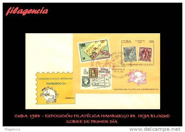 AMERICA. CUBA SPD-FDC. 1984 EXPOSICIÓN FILATÉLICA HAMBURGO 84. HOJA BLOQUE - FDC